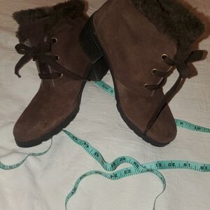 Sporto Brown Lace Up Boots with Fur Trim